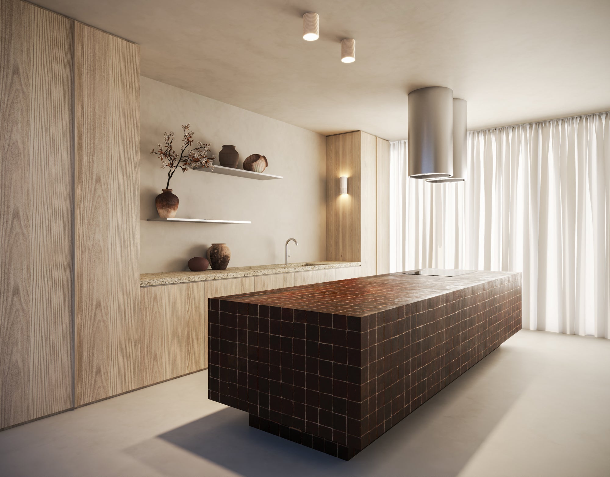 Wobbly Dawn Surface Mount Ceramic Ceiling Light