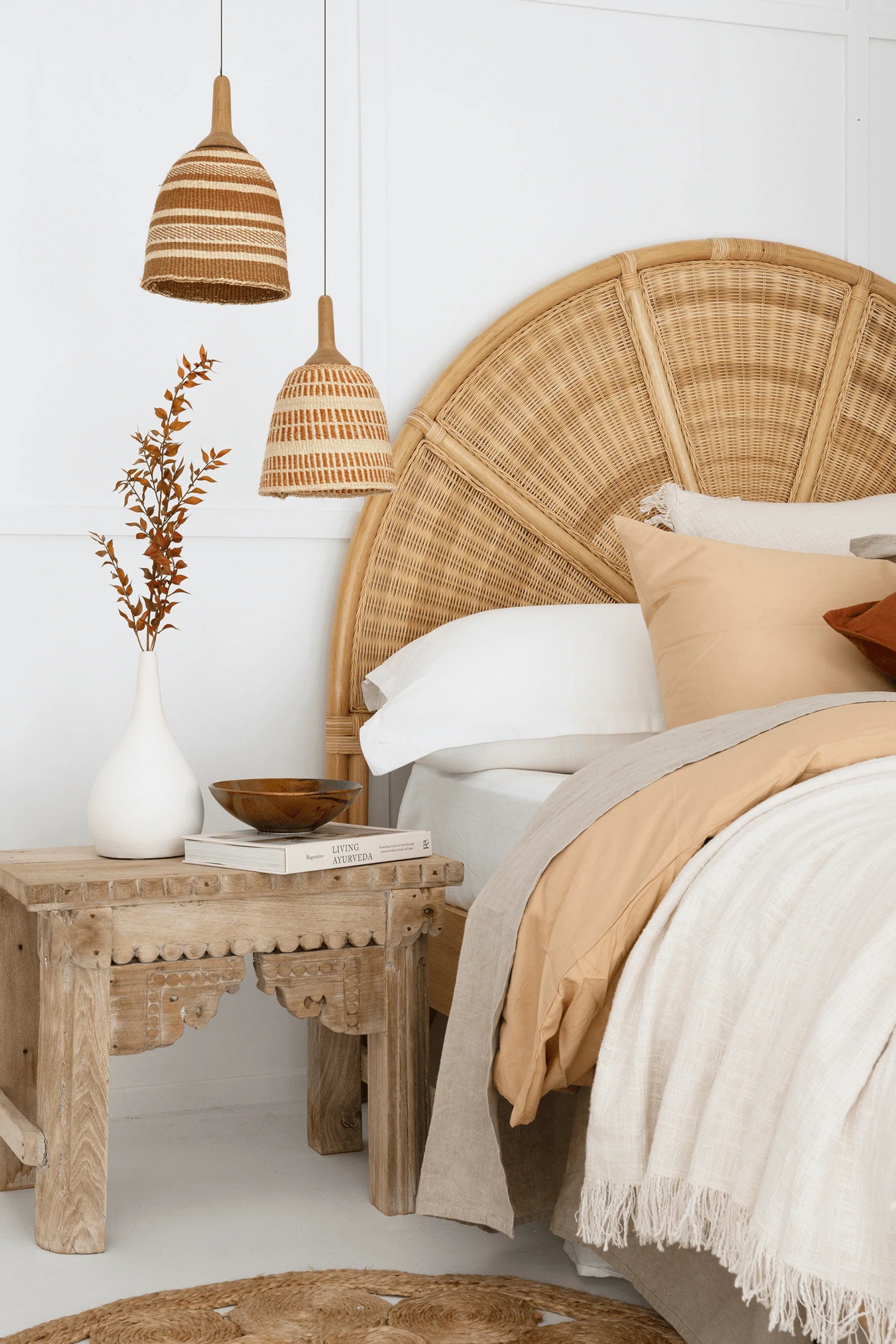 Hand Woven Caramel Bespoke Pendant The Light House Noosa