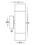 Maxi Up & Down Wall Pillar Light 316 Stainless Steel