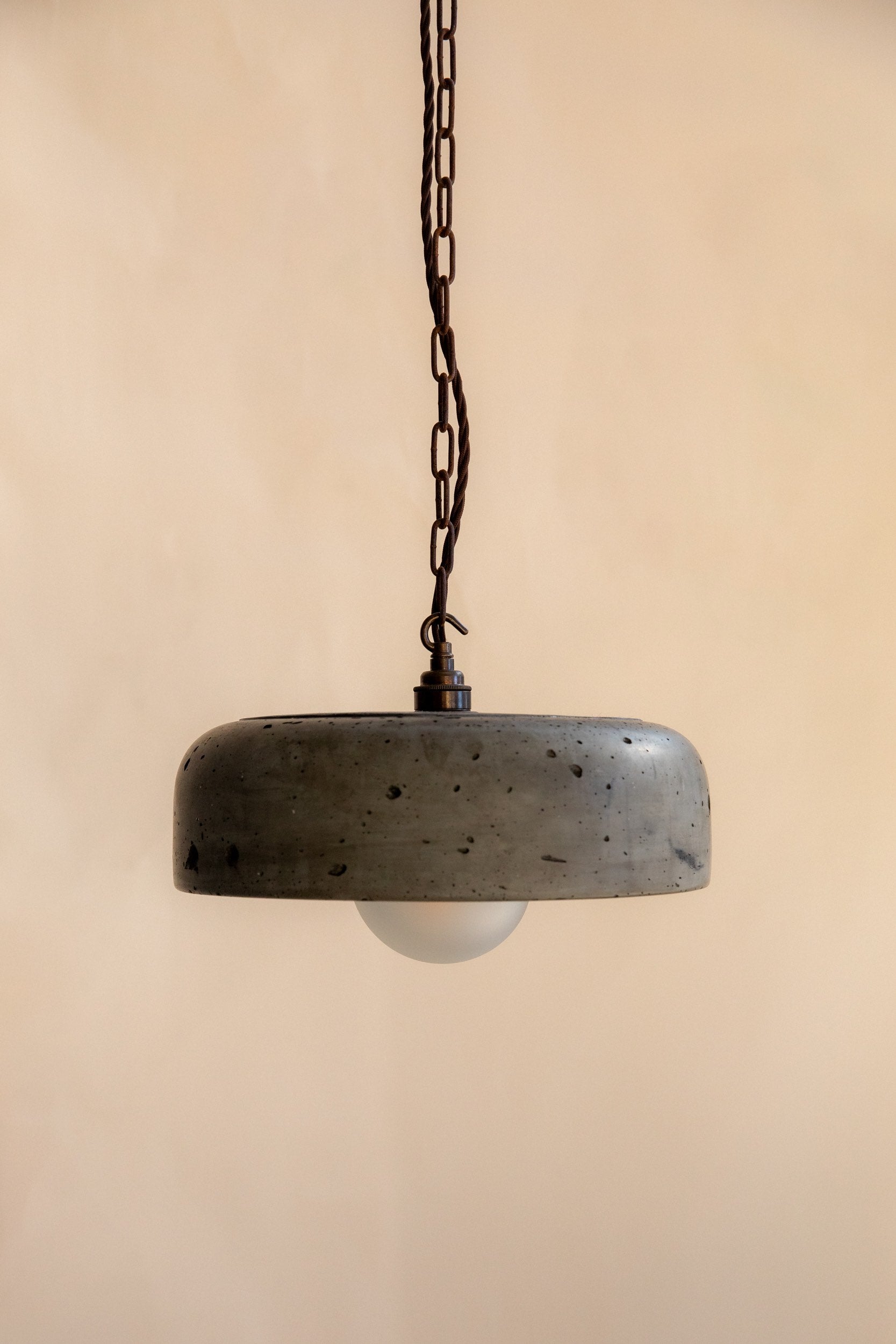 Concrete Large Wide Bowl Pendant