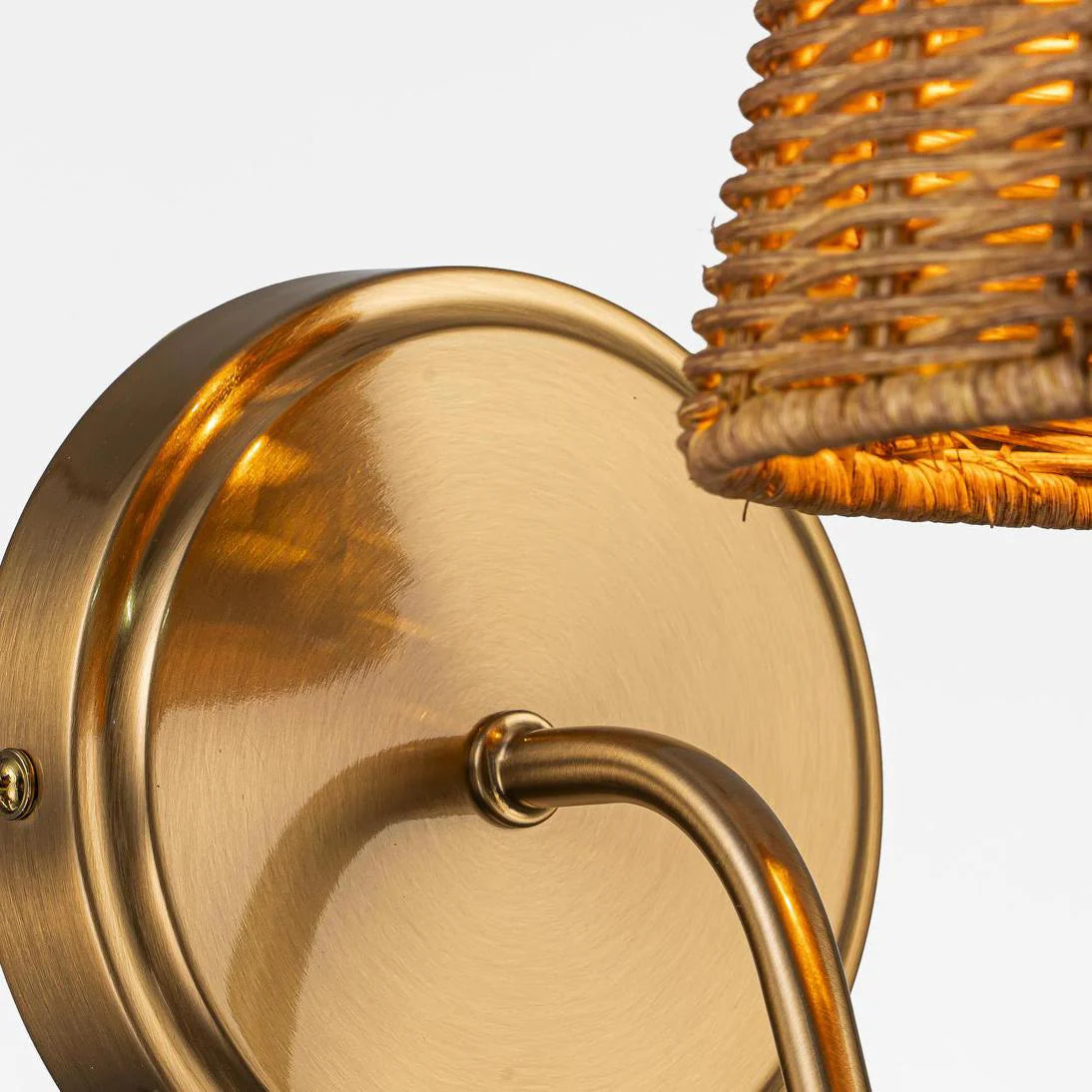Rattan Brass Wall Light