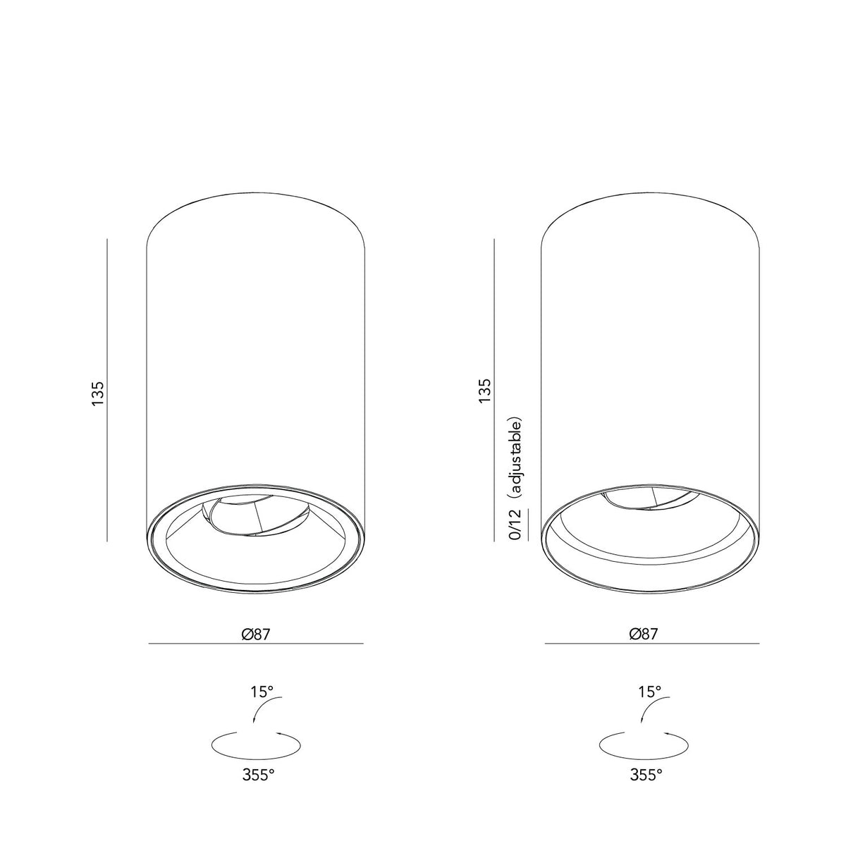 Fuoco Surface Mount Adjustable Downlight