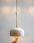 Fossil Coral Cone Pearl Hanging Pendant