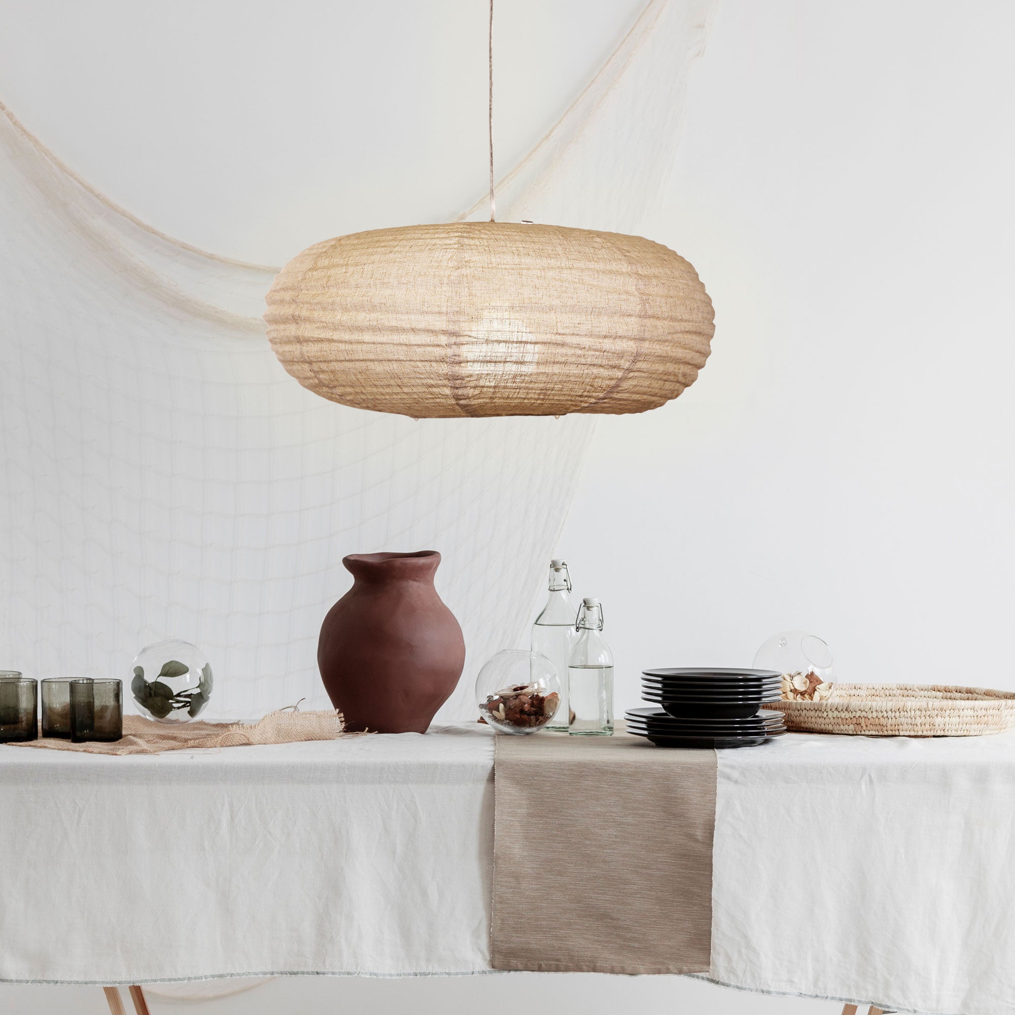 Flax Linen Oblong Shade Pendant