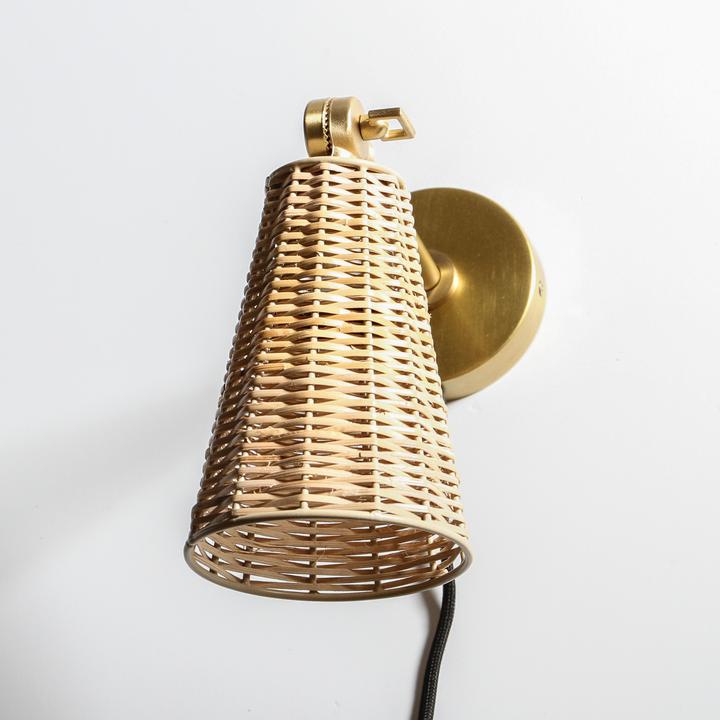 Wicker &amp; Brass Wall Light