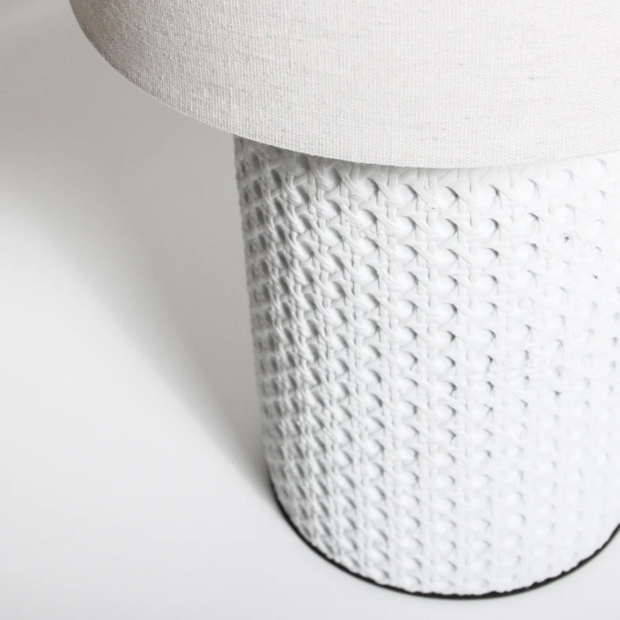 Rattan &amp; Concrete Table Lamp | Natural or White