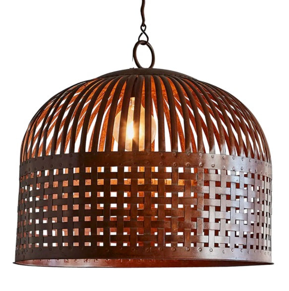 Woven Iron Pendant Antique Black Rust or Antique White The