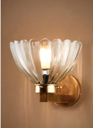 Flower Glass &amp; Antique Brass Wall Light